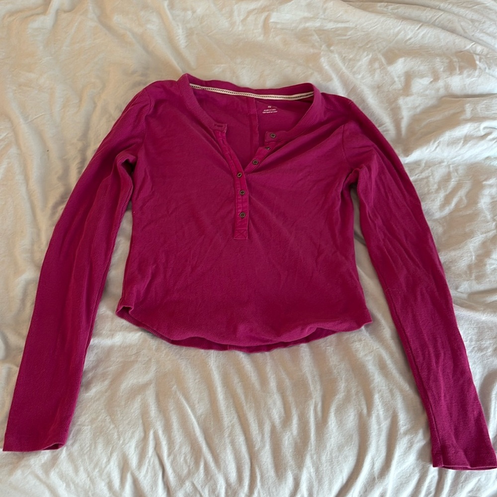 pink/fushia button up long sleeve tee